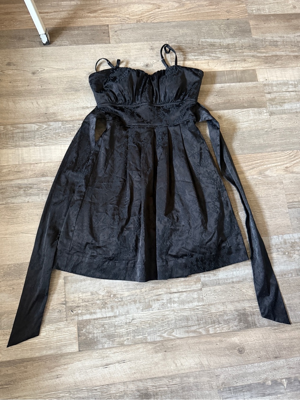 Snap Black Jacquard Party Dress with Waist Sash size 5
